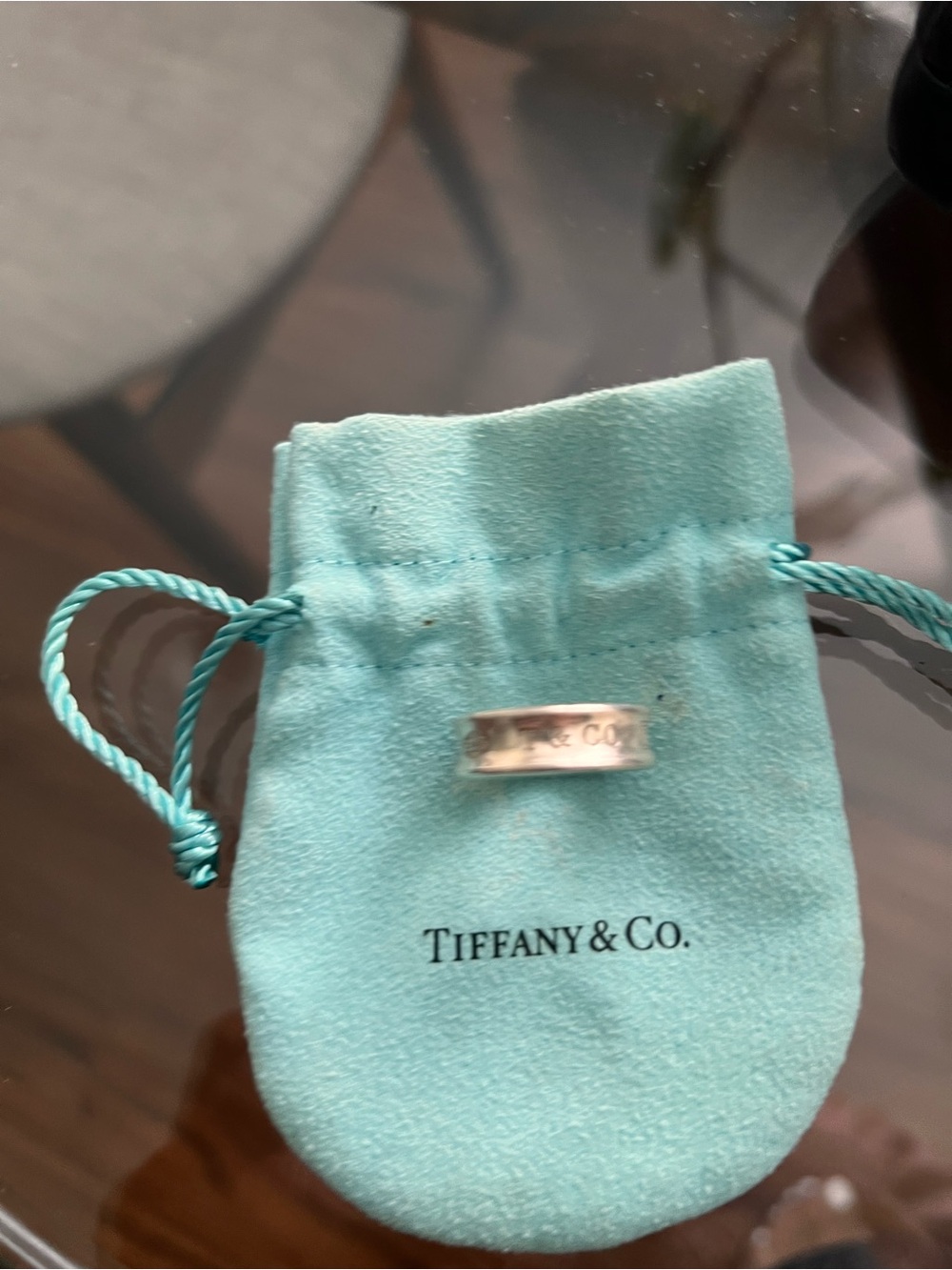 Tiffany & Co. Sterling Silver Ring with Tiffany Blue Pouch